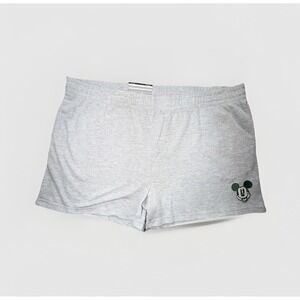 Disney Embroidered Mickey Mouse Size XL Pull-On Graphic Shorts Heather Grey NWT